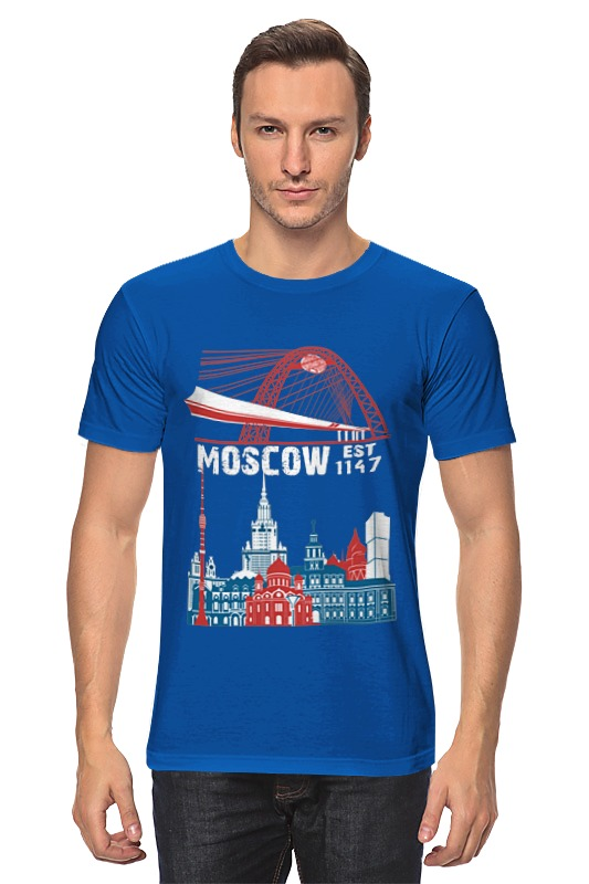 Синяя футболка from Moscow with Love. With Love in Moscow.